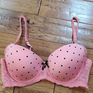Playboy Intimates Pink Polka Dot Lace Bra